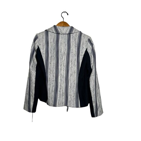 Ivanka Trump Women's Blue Striped Tweed Fringe Zip Blazer Jacket Size 6 NWT - Picture 5 of 11